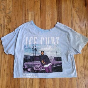 Cropped Blue Ice Cube Graphic T-Shirt Size L/ XL